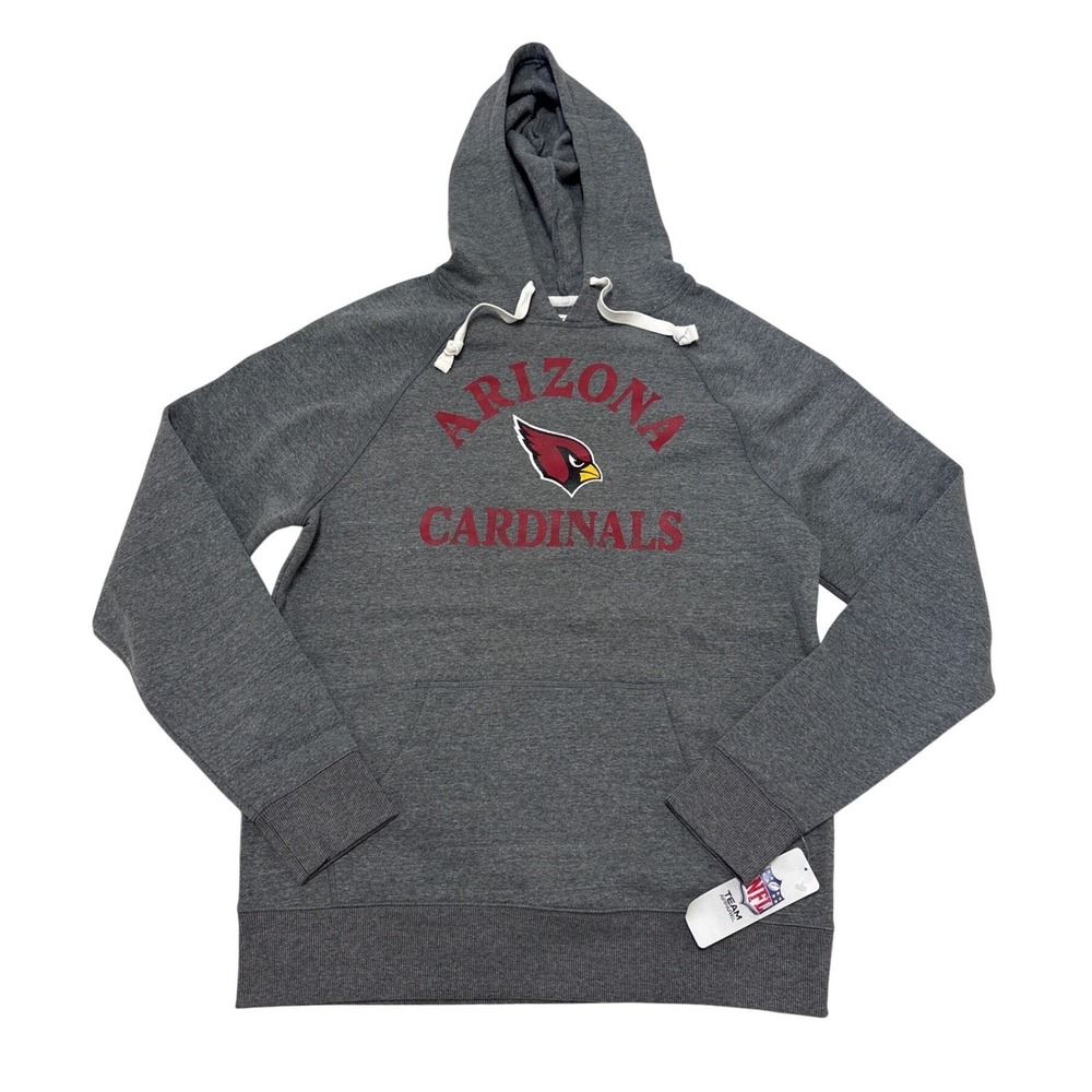 NFL Team Apparel Arizona Cardinals Mens Medium Charcoal Grey Pullover Hoodie NEW